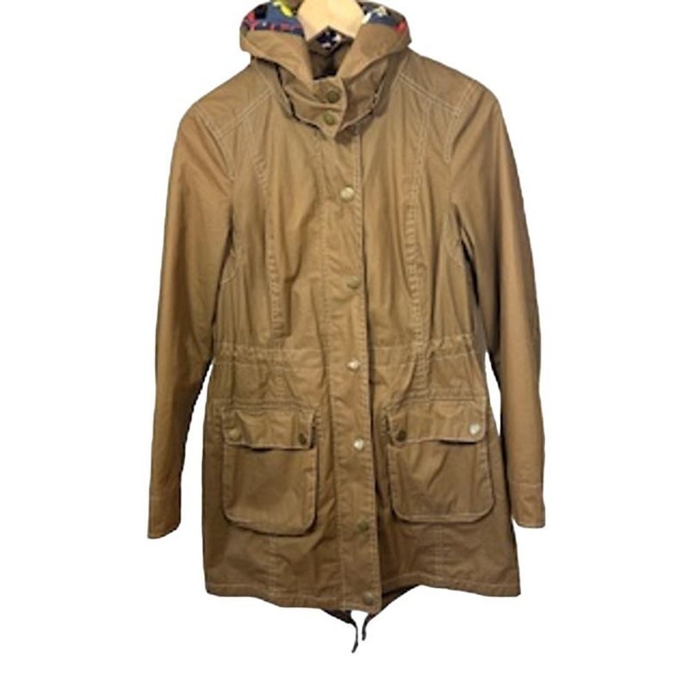 BODEN Women's Cotton Zipper Front Removable Hood Utility Jacket Tan/Brown Size 4